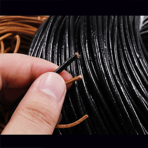 Rond Echt Lederen Koord Koeienhuid Touw Voor DIY Sieraden Maken Armband Ketting Knutselen Accessoire Materialen Effen Kleur
