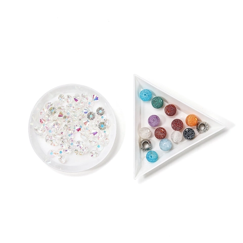 Witte Kunststof Sorteerbakjes Voor Kralen Strass Nail Art DIY Sieraden Maken Opberg Organisatie Tool Driehoek Rond