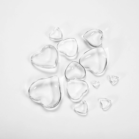Heart Shaped Transparent Glass Cabochons For DIY Jewelry Making Polished Clear Crystal Glass Patch For Earrings Necklace Rings Accessories