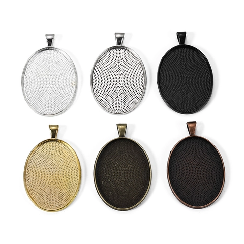 Basi per Ciondoli Ovali in Lega di Zinco Vintage per Accessori Creazione Gioielli Fai da Te Bronzo Antico Oro Argento Nero
