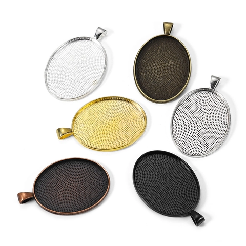Basi per Ciondoli Ovali in Lega di Zinco Vintage per Accessori Creazione Gioielli Fai da Te Bronzo Antico Oro Argento Nero