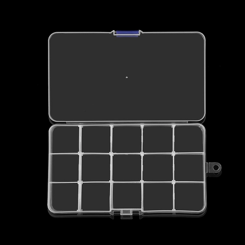 Caja de Almacenamiento de Plástico Transparente Portátil Quince Rejillas Organizador de Joyería Estuche de Artesanía con Cierres de Seguridad