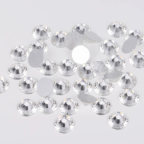 Flatback Glass Rhinestones For DIY Jewelry Making Nail Art Decoration Round Clear Crystal Stones For Clothing Shoes