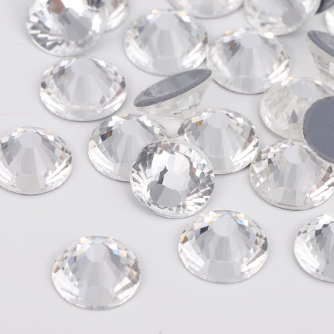Hot Fix Glass Rhinestones Flat Back Multi Facet Iridescent AB White For DIY Craft Nail Art Shoes Clothing Decoration Jewelry Making