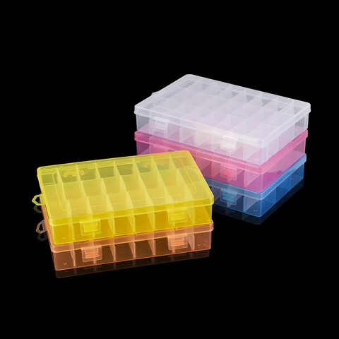 Transparent 24 Grid Plastic Storage Box Adjustable Jewelry Bead Storage Case Removable Multi Compartment Organizer Box For Small Parts Home Storage