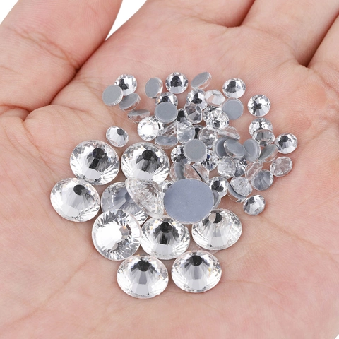 Glass Flatback Rhinestones Round Multifaceted Crystal Beads For DIY Nail Art Clothing Jewelry Making Decoration