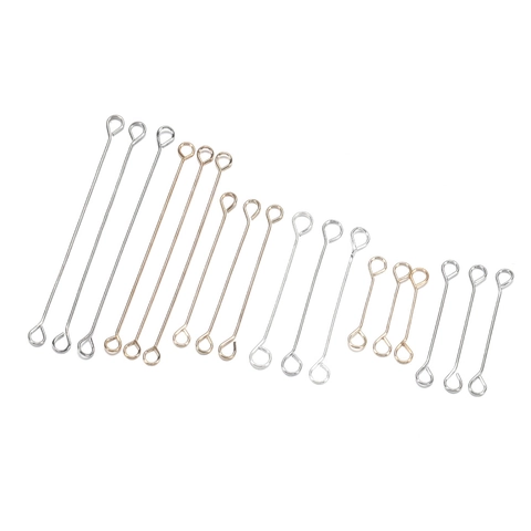 Steel Double Head Eye Pins DIY Jewelry Making Connector Rod For Handmade Necklace Earrings Findings Gold Silver Rhodium