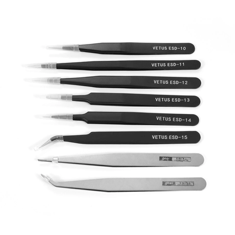 Anti Static Stainless Steel Precision Tweezers For Jewelry Making DIY Beads Rhinestone Electronic Repair Tools Black Frosted