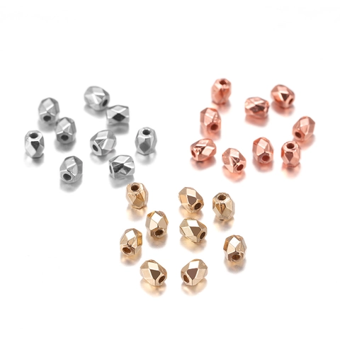 CCB Rhombic Faceted Spacer Beads For DIY Jewelry Making Necklaces Bracelets 3mm 4mm Electroplated Loose Beads Geometric Accessories