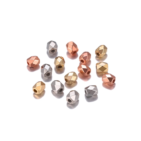CCB Rhombic Faceted Spacer Beads For DIY Jewelry Making Necklaces Bracelets 3mm 4mm Electroplated Loose Beads Geometric Accessories