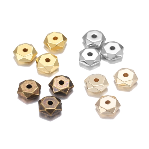 Hexagonal CCB Spacer Beads DIY Jewelry Making Materials Metallic Plated Faceted Prism Beads For Handmade Bracelets Necklaces