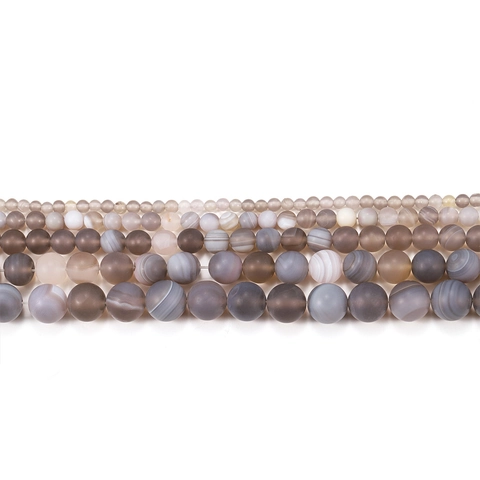 Natürliche Matte Grau Gestreifte Achat Gebänderte Runde Lose Perlen Für DIY Schmuckherstellung Armband Halskette Zubehör