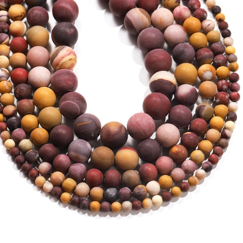 Natural Matte Mookaite Stone Round Beads For DIY Jewelry Making Bracelet Necklace Craft Multi-color Frosted Loose Beads