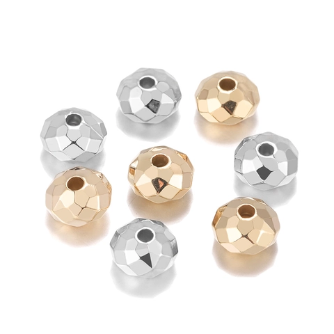 Faceted Polyhedron Spacer Beads CCB Electroplated Plastic Loose Beads For Jewelry Making DIY Bracelet Necklace Gold Silver