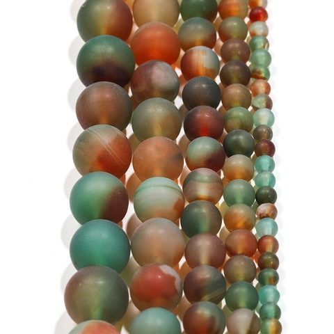 Natural Frosted Peacock Agate Loose Beads For DIY Jewelry Making Round Matte Stone Beads Bracelet Necklace Accessories