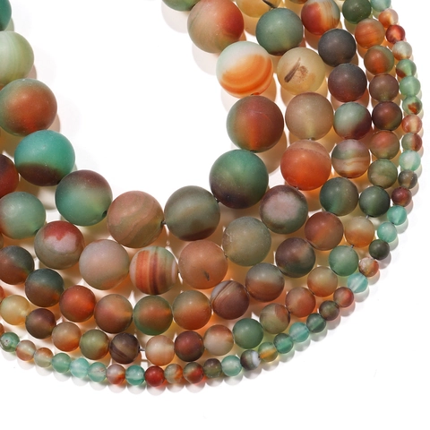Natural Frosted Peacock Agate Loose Beads For DIY Jewelry Making Round Matte Stone Beads Bracelet Necklace Accessories