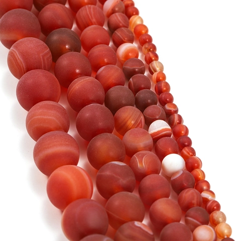 Frosted Red Striped Agate Beads Natural Silk Agate Round Loose Beads For DIY Jewelry Making Bracelet Necklace Accessories