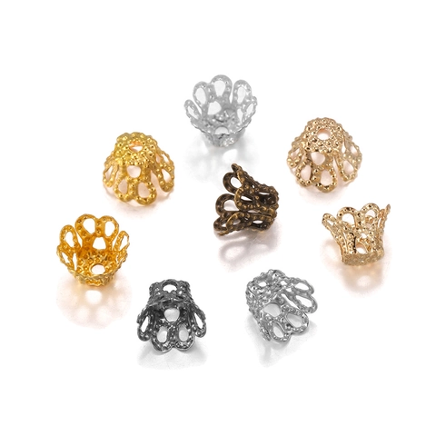 Vintage Alloy Hollow Flower Bead Caps Crown Spacer Findings For DIY Jewelry Making Bracelet Necklace Craft Accessories