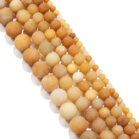 Frosted Yellow Jade Stone Round Loose Beads For DIY Jewelry Making Matte Natural Stone Beads For Crafting Necklaces Findings