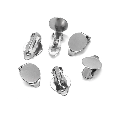 Stainless Steel Earring Converters Non-Pierced Ear Clip Base Tray For DIY Jewelry Making Findings Handmade Accessories