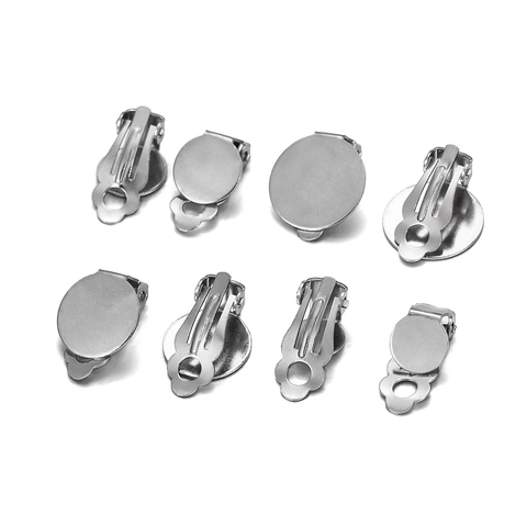Stainless Steel Earring Converters Non-Pierced Ear Clip Base Tray For DIY Jewelry Making Findings Handmade Accessories
