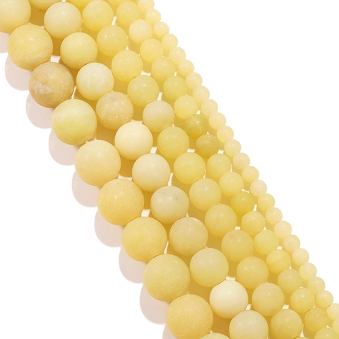 Frosted Lemon Jade Natural Stone Round Matte Loose Beads DIY Jewelry Making Bracelet Necklace Accessories Crafting Supplies
