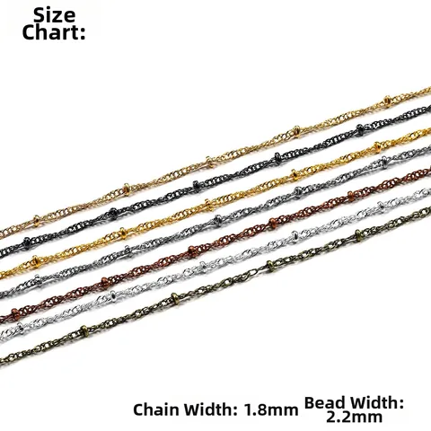 Copper Clad Iron Satellite Beaded Chain For DIY Jewelry Making Necklace Bracelet Accessory 1.8mm Metal Ball Link Chain