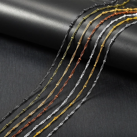 Copper Clad Iron Satellite Beaded Chain For DIY Jewelry Making Necklace Bracelet Accessory 1.8mm Metal Ball Link Chain