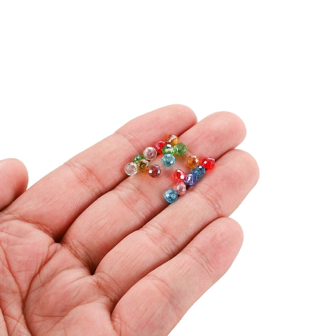 Faceted Glass Rondelle Beads Transparent AB Plated Wheel Spacer Beads For DIY Jewelry Making Necklaces Hand-made Accessories