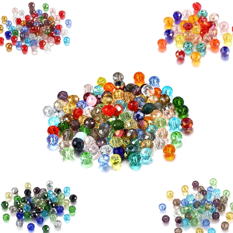 Faceted Glass Beads Transparent AB Electroplated Loose Crystal Beads For DIY Jewelry Making Handicraft Materials Accessories