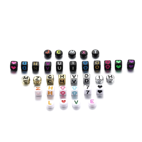 Cuentas de Alfabeto de Acrílico Colores Mixtos Ruso Inglés Corazón Smiley Separadores Para Hacer Joyería Pulseras DIY