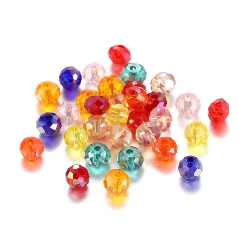 Faceted Glass Beads Transparent AB Electroplated Loose Crystal Beads For DIY Jewelry Making Handicraft Materials Accessories