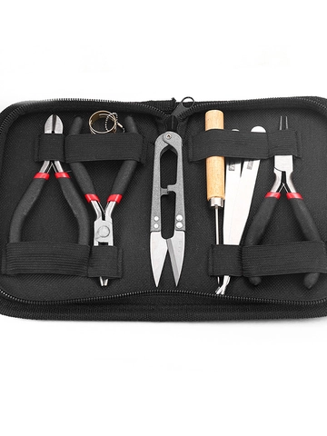Handmade Jewelry Making DIY Tool Kit With Pliers Tweezers Awl Scissors Zip Storage Bag For Beading Professional Repair Crafting Jewelry Tool Set