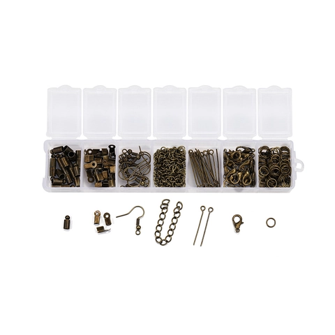 DIY Jewelry Making Material Kit With Lobster Clasps Open Jump Rings Earring Hooks Ribbon Crimps For Bracelet Necklace