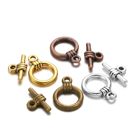 Fermoir Cabillot en Alliage de Zinc Connecteur de Bijoux DIY pour Fabrication de Collier Bracelet Vintage Minimaliste Cercle Barre en T