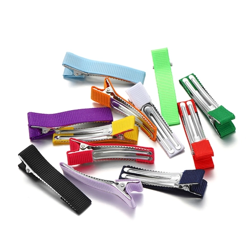 Korean Style Grosgrain Ribbon Wrapped Alligator Hair Clips DIY Accessories Metal Duckbill Clips For Handmade Hair Bows