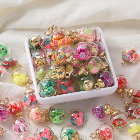 Frucht Glasflasche Anhänger Polymerton Innen Legierung Kappe Charms Für DIY Schmuckherstellung Halskette Ohrring Zubehör