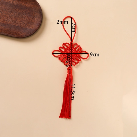 Ornement Suspendu Traditionnel Chinois Nœud de la Chance Rouge Gland Polyester Nœud Tissé Pour Décoration Maison Fête
