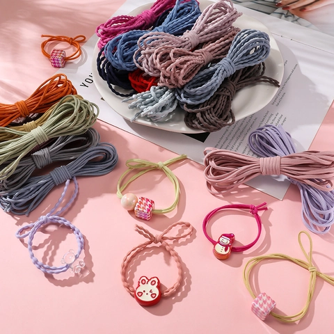 Cuerda para el Cabello de Goma Plana de Alta Elasticidad Estilo Coreano Cordón Elástico Versátil Minimalista para Accesorios de Cabello Material DIY
