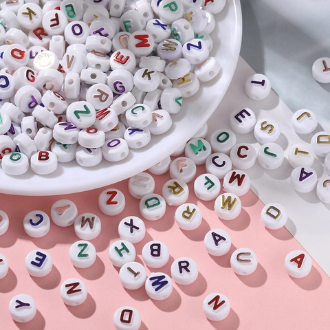 Acrylic Gilded Alphabet Flat Round Beads For DIY Jewelry Making Bracelet Necklace Crafts Colorful Letter Beads Accessory