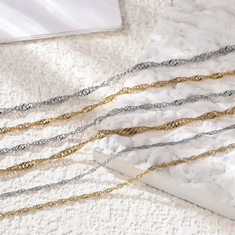 Stainless Steel Water Wave Chain For DIY Jewelry Making Gold Silver Singapore Chain Necklace Bracelet Link Accessory