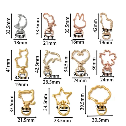 Cartoon Alloy Lobster Clasp Moon Star Heart Cat Dolphin Shape For DIY Jewelry Keychain Hand-made Making Accessory Bag Charm Findings