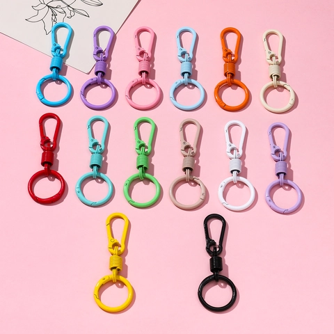 Candy Colored Plastic Keychain Paint Carabiner Spring Buckle DIY Car Key Ring Bag Hanging Buckle For Luggage Baby Pendant