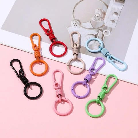 Candy Colored Plastic Keychain Paint Carabiner Spring Buckle DIY Car Key Ring Bag Hanging Buckle For Luggage Baby Pendant