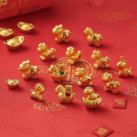 Ciondoli in Lega Placcati Oro a Forma di Cavallo dello Zodiaco Simbolo di Ricchezza Fortuna Stile Cinese Smaltati per Creazione Gioielli DIY Bracciali Collane
