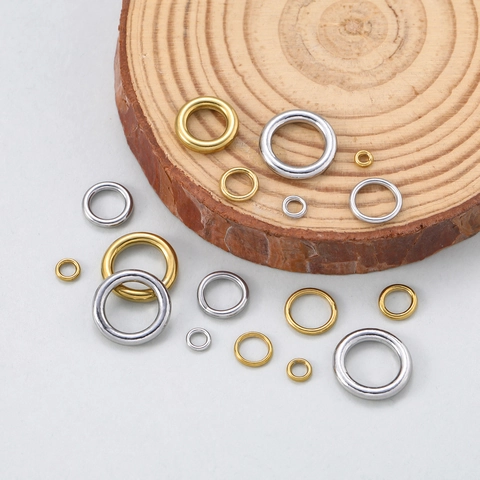 304 Stainless Steel Seamless Closed Rings For DIY Jewelry Making Gold Steel Color Bracelet Necklace Connector Jump Rings Findings