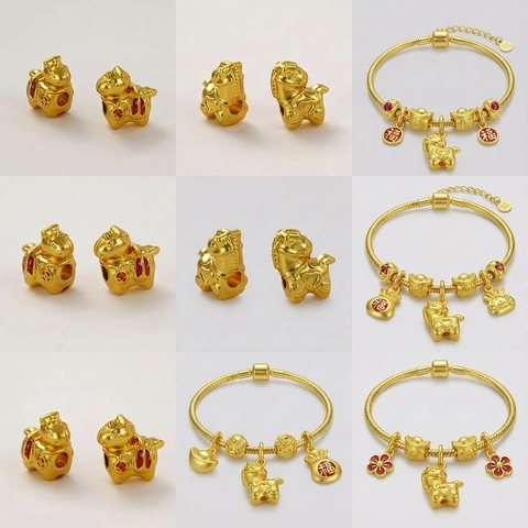 Ciondoli in Lega Placcati Oro a Forma di Cavallo dello Zodiaco Simbolo di Ricchezza Fortuna Stile Cinese Smaltati per Creazione Gioielli DIY Bracciali Collane