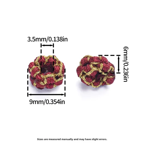 Handmade Woven Colorful Nylon Spacer Beads With Gold Thread Hollow Round Coil Beads For DIY Ethnic Style Jewelry Making