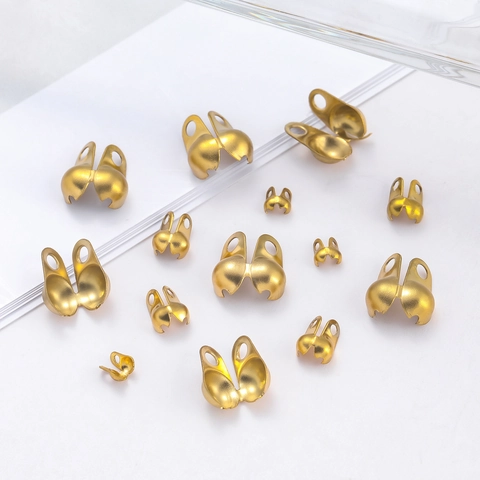 Stainless Steel Vacuum Plated Clamshell Bead Tips Jewelry Making DIY Handmade Connecting Buckle Findings For Necklace Bracelet