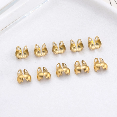 Stainless Steel Vacuum Plated Clamshell Bead Tips Jewelry Making DIY Handmade Connecting Buckle Findings For Necklace Bracelet
